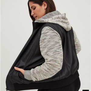 Torrid Faux Leather and Terry Bomber Jacket